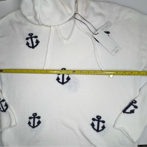 NWT Rachel Zoe Hooded Anchor Sweater Cream Nautical Boat Beach Woman’s size M - Picture 6 of 9